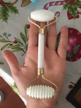 Rodillo de Jade blanco para masaje Facial, rodillo de Jade blanco para estiramiento Facial, herramientas de masaje Facial para mentón, cuello, cuidado de la piel