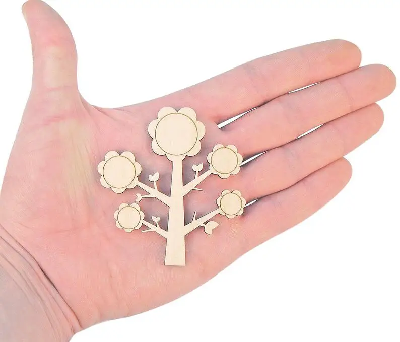 Wooden Tree (7cm) Shape Art Projects Craft Decoration Gift Decoupage Ornament Embellishments 0491
