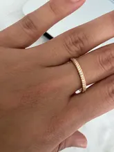 Anillo de boda de cristal de circonia cúbica Micro pavé para mujer, sortija de apilamiento eterno, banda de aniversario de oro rosa de 1,0mm