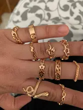 Tocona 10 unids/set flores rosa anillo de oro conjuntos para los hombres y las mujeres encanto estrella hueco geométrico serpiente joyería Bohemia regalo 15840