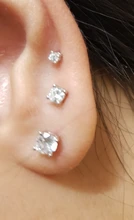 3 unids/set 925 pendientes tipo botón de plata fina 2mm 3mm 4mm minimalista cuatro garra diamante pendientes regalo de joyería fina