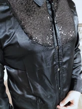 Camisa de vestir para bodas para hombre, camisa de manga larga suave y cómoda, brillante, estilo inglés, con lentejuelas, Formal, para negocios