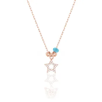 Star Figure Necklace Jewelry Pendant 925 Sterling Silver Rose Gold Featuring Aquamarine and Zircon Stone with 43cm Chain
Star Figure Necklace Jewelry Pendant 925 Sterling Silver Rose Gold Featuring Aquamarine and Zircon Stone with 43cm Chain