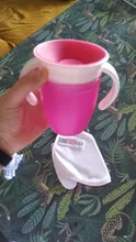 Taza de beber de aprendizaje para bebé, con tapa abatible de doble manija, a prueba de fugas, sin BPA, 360 grados