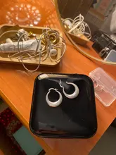 Personalidad hipérbole 100% Plata de Ley 925 Simple liso Luna, Pendientes de aro grandes para las mujeres de plata-joyería de Pendientes de botón Pendientes