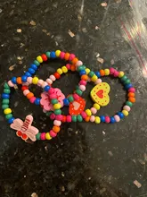 5 pulseras de cuentas elásticas de madera encantadoras para niños, regalo de joyería para fiesta de cumpleaños