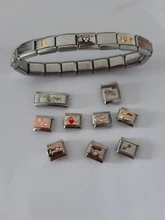 Hapiship-pulsera de acero inoxidable con eslabones italianos para mujer, pulsera de eslabones de 9mm con diseño de margaritas, papá, mamá, hermana de la familia, fabricación de joyas DJ310, 2021 Original