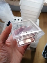 10x caja de alimentación jaula para reptil incubación contenedor tanque de cría claro vivero de reptiles terrario insecto caja de crianza comida alimentación Bo