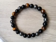 De moda 10mm brazaletes ojo de tigre de los hombres hematita Pulsera Energy Balance obsidiana joyas para cuidado de la salud para el regalo de las mujeres Pulsera Hombre
