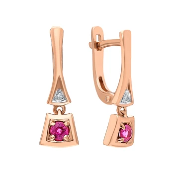 Gold earrings with rubies and diamonds sunlight sample 585
Gold earrings with rubies and diamonds sunlight sample 585