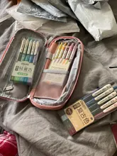 Angoo-Estuche clásico de bolsillo para bolígrafos, bolsa de almacenamiento de papelería plegable, organizador para viaje de cosméticos, para estudiantes, A6449