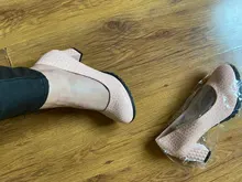 Rimocy-zapatos de tacón alto grueso para mujer, calzado de piel sintética de Color sólido a la moda, para fiesta y boda, boca poco profunda