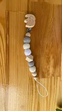 Cadena de chupete de bebé, Clip de madera de elefante, bolsa de cuentas geométricas de ganchillo, mordedor de madera, pequeños Clips para chupetes, Sostenedor para chupete de bebé, 1 ud.