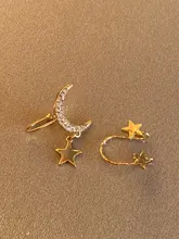 Pendientes con Clip de estrella de diamantes de imitación para mujer, joyería coreana sencilla, bisutería sin perforación