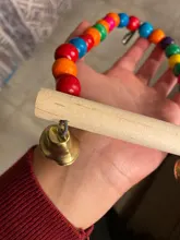 Wooden Parrot Swing Toy Bird Cage Accessories Bird Stand Rack Hanging Perch For Bird Parrot Swing Toy with Colorful Beads Bells