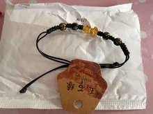 Feng Shui negro obsidiana pulsera trenzada pulsera Pixiu suerte hecho a mano riqueza amuleto trenzado Unisex regalo Decoración