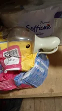 Cuchara para comida de plástico con dibujos animados para mascotas, alimentador de mascotas, multicolor, azul y rosa, 1 unidad