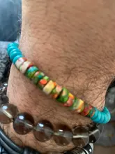 Pulsera Vintage de madera hecha a mano con cuentas de piedra Natural de 6 mm para hombre, brazalete con piedras imperiales de colores, joyería para brazalete