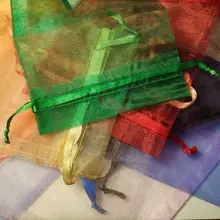 Bolsas con cordón de empaquetado de Organza para joyería, bolsitas para joyería DIY, regalo de boda, 10 Uds., 7x 9/9x12cm