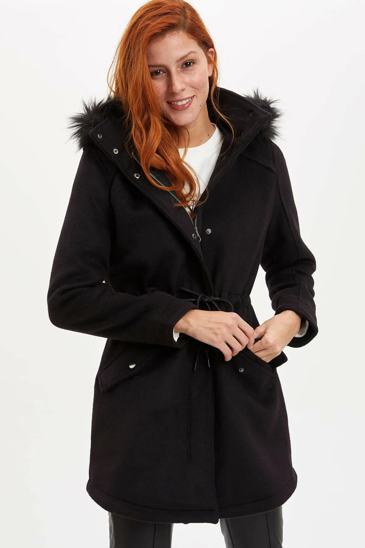 DeFacto Woman Winter Black Parka Coats Women Hooded Thick Warm Lace-up Belt Tops Female Cotton Coats Cachet-K9831AZ19WN
DeFacto Woman Winter Black Parka Coats Women Hooded Thick Warm Lace-up Belt Tops Female Cotton Coats Cachet-K9831AZ19WN