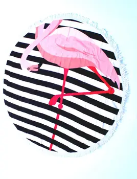 Terry round towel for beach, 150 cm (pattern: pink flamingo and strip), арт.3133
Terry round towel for beach, 150 cm (pattern: pink flamingo and strip), арт.3133