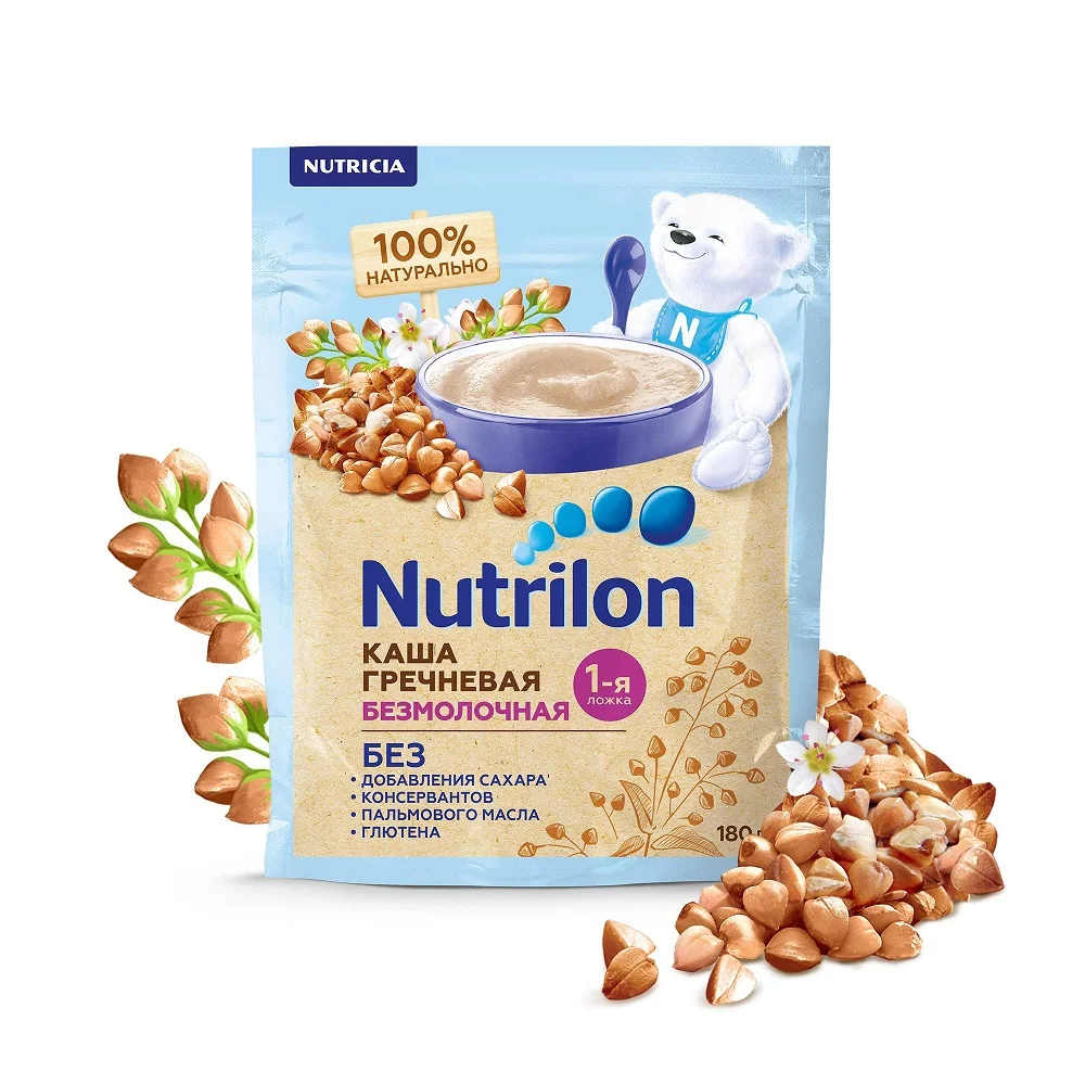 Каша безмолочная Nutrilon гречневая 180г с 4месяцев | Мать и ребенок