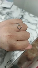 Anillo de plata de primera ley con forma de luna y estrella para mujer, sortija, plata esterlina 925 Plata de Ley auténtica, Circonia cúbica, zirconia, circonita, zirconita, estilo minimalista, 2019