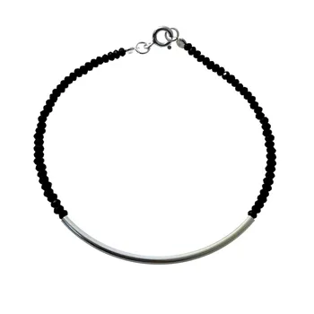Bracelet 925 Sterling silver m bead black stones center plain tube closure reasa
Bracelet 925 Sterling silver m bead black stones center plain tube closure reasa