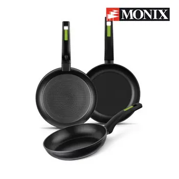 

Monix Green-forged aluminium non-stick pans set. 2 or 3 units. For induction cooker gas hob
