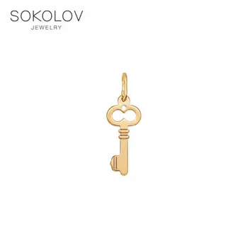 Pendant "Key" SOKOLOV gold fashion jewelry 585 women's male, pendants for neck women 
Pendant "Key" SOKOLOV gold fashion jewelry 585 women's male, pendants for neck women