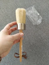 Pincel de tiza y cera para pintura, cerdas naturales redondas grandes 2 en 1, herramienta de pintura para muebles DIY, plantillas para decoración del hogar