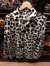 Blusa de gasa Sexy de manga larga blusa estampado de leopardo Turn Down Collar dama Oficina camisa túnica Tops Casual sueltos de talla grande Blusas