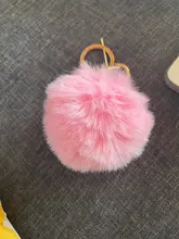 Gran oferta de 23 colores, abalorio mullido de conejo Artificial, bola llavero de pompones para mujer, bolso de coche, llavero, joyería EH343