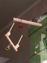 Columpio para aves de juguete soporte de percha de madera con cuentas para masticar, soporte para dormir, juguetes para pájaros periquitos C42