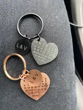 Llavero con anilla personalizada, calendario grabado, llavero de acero inoxidable, regalo de aniversario de boda para novio y marido