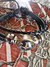 Brazalete con constelación de Escorpio, Sagitario, capricornio, acuario, cuerda negra, botón de cuero, pulsera, joyería del zodiaco para regalo, 12 Uds.