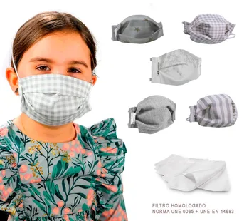 Gray STAR PACK 5 reusable washable child masks 3 layers + 5 filters approved elastic fit
Gray STAR PACK 5 reusable washable child masks 3 layers + 5 filters approved elastic fit