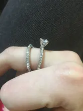 2 unids/set anillos elegante aros de lujo para boda para las mujeres de Color plata AAA blanco brillante de compromiso anillos de joyería de moda Dropshipping. Exclusivo.