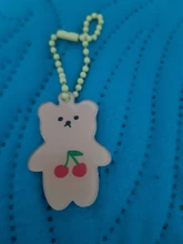 Llaveros de dibujos animados de cereza, Ángel y oso, funda de Metal para auriculares, colgante para chicas, mochila para estudiantes, baratijas de dibujos animados, joyería Kawaii