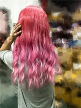 LOUIS FERRE largo degradado rojo rosado pelucas sintéticas azul púrpura Cosplay peluca con Bnags para las mujeres negras resistente al calor de fibra