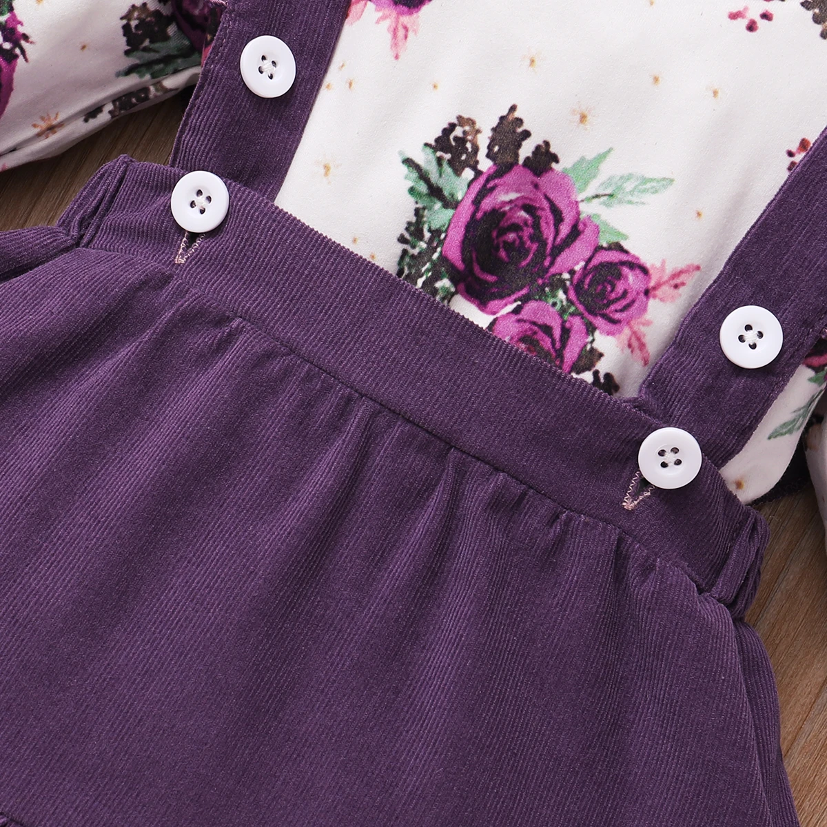 Conjunto 3 peças floral body + jardineira + bandana para bebê Conjunto 3 peças floral body + jardineira + bandana para bebê