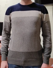 Suéter informal para hombre, Jersey de punto ajustado a rayas con cuello redondo, M-3XL de otoño, 2021