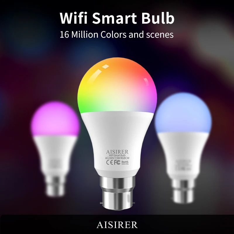 2PCS B22 LED Light Bulb WiFi Smart Dimmable RGB Lamp Colorful Changing Bulbs Indoor Lighting Work with Alexa Google Assistant
2PCS B22 LED Light Bulb WiFi Smart Dimmable RGB Lamp Colorful Changing Bulbs Indoor Lighting Work with Alexa Google Assistant