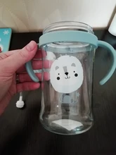 Botella de alimentación de bebé de 250ML, vaso de silicona a prueba de fugas para niños, vasos de paja con dibujos animados, recipientes con mango