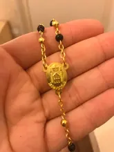 Collar de Rosario, collar con colgante de cruz de Jesucristo, cadena larga de cuentas de aleación para hombres y mujeres, joyería de moda cristiana de la Virgen María