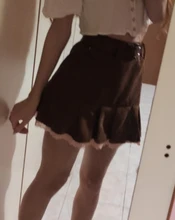 Faldas plisadas de pana marrón Y2K para mujer, Mini borde de encaje para falda con dobladillo, ropa Kawaii Vintage de los 90