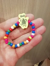 5 pulseras de cuentas elásticas de madera encantadoras para niños, regalo de joyería para fiesta de cumpleaños