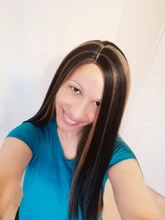 Peluca sintética larga y Lisa para mujeres negras, exquisita Peluca de Color rubio miel resaltado, parte media resistente al calor