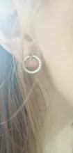 LByzHan-pendientes de tuerca redondos geométricos para mujer, de Plata de Ley 925, con diamantes de imitación de cristal, joyería bonita