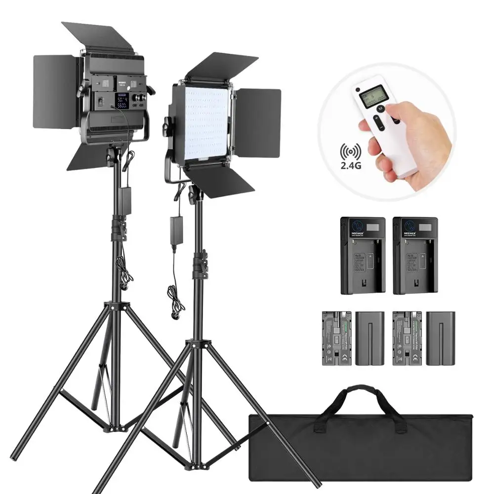 Neewer 2-Pack LED Video Light with Stand Bi-color 200 SMD CRI 94+/U-Bracket/Barndoor/LCD Display/Metal Shell Video Lighting Kit
Neewer 2-Pack LED Video Light with Stand Bi-color 200 SMD CRI 94+/U-Bracket/Barndoor/LCD Display/Metal Shell Video Lighting Kit